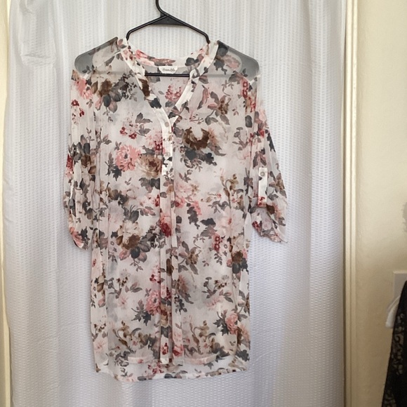 Siren Lily Floral Sheer Blouse - Multicolor - Picture 1 of 1